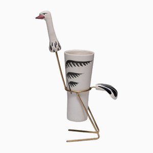 Hoher Strauß Steingut Becher, 1960er