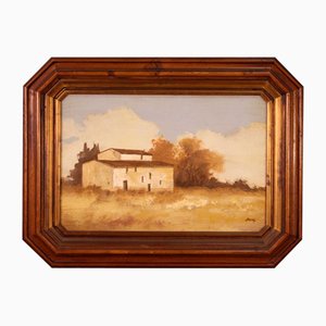 Italian Artist, Landscape, 1960s, Oil on Masonite, Framed
