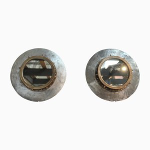 Industrial Riveted Bronze and Aluminum Porthole Mirror, 1920s