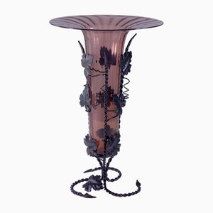 Vase in Murano Glass and Wrought Iron by Vittorio Zecchin, 1890s