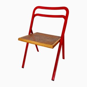 Silla plegable con paja vienesa de Giorgio Cattelan para Cidue, Italia, años 70