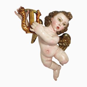 Baroque Cherub, 1700s, Painted & Gilded Chestnut