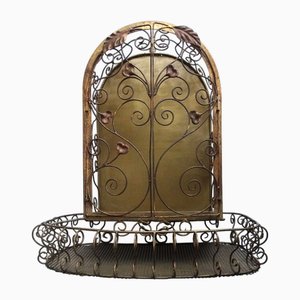 Art Nouveau Display Wall Cabinet in Wrought Iron, 1890s