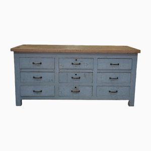Buffet with 9 Gray Patinated Drawers, 1950s