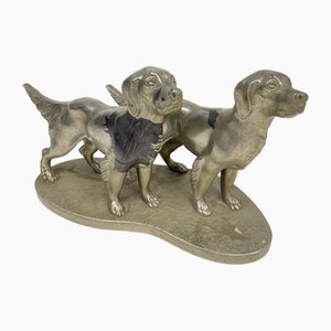 Statuetta in peltro raffigurante cani, anni '60