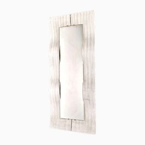 Large Rectangular Sculptural Mirror in Shaped and Engraved Aluminum Mod. Wave by Lorenzo Burchiellaro, 1970s