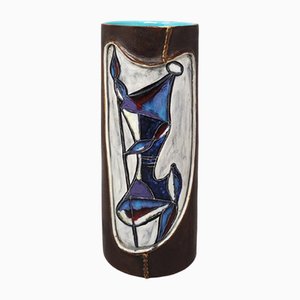Ceramic Vase Encased in Leather by Marcello Fantoni, Italy, 1950s