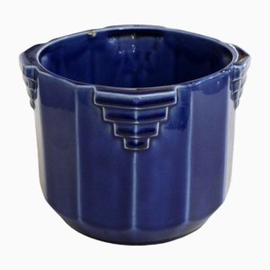 Art Deco Planter in Cobalt Blue Earthenware by De Bruyn, France, 1920s