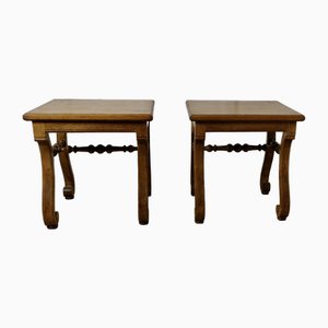 Set of French Arts and Crafts Oak Stools