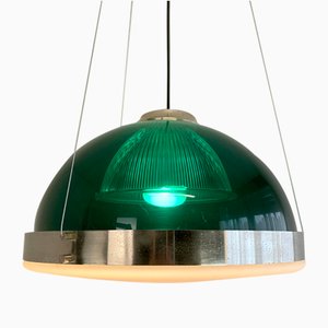 Lampadario in vetro acrilico verde, anni '60