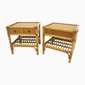 Rattan Bedside Tables from Dux, Sweden, 1960s, Set of 2