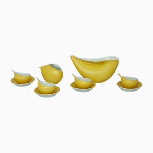 Set da caffè in porcellana gialla di Lubomir Tomaszewski per Ina ZPS Ćmielów Ceramics, 1962, set di 10