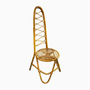 Silla vintage de mimbre y bambú tejido de Dirk Van Sliedrecht para Rohé Noordwolde, años 60