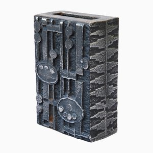 Vaso brutalista in acciaio inossidabile di Olav Joa per Figgjo, anni '70