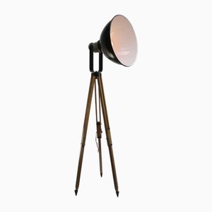 Industrielle Vintage Holz Stehlampe