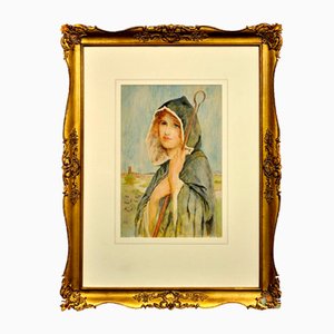 Philip Richard Morris, La pastora con capa, Acuarela, 1890-1910