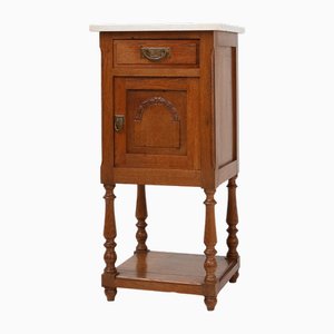 Art Deco Nightstand in Oak with Carrara Marble Top, 1930s