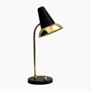 Lampada da tavolo Mid-Century regolabile in ottone attribuita a Jacques Biny per Luminalité, anni '50
