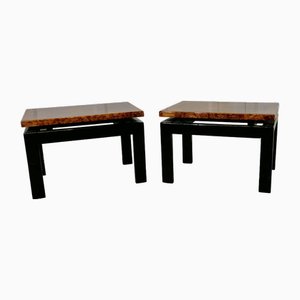 Tables Basses Art Déco en Noyer et Laquées, 1960s, Set de 2