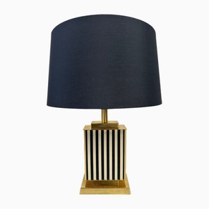 Lampada da tavolo Hollywood Regency vintage nera e dorata di Baumann, set di 2