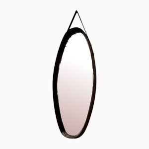 Leather Oval Engraved Mirror