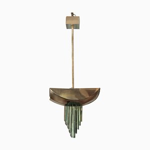Chrome Light with Brass Detail and Glass Shards by Pietro Chiesa for Fontana Arte, 1920s