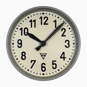 Industrial Factory Wall Clock from Pragotron, 1960s