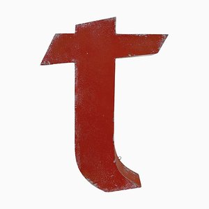 Rote Vintage Eisen Fassade Buchstabe T, 1970er