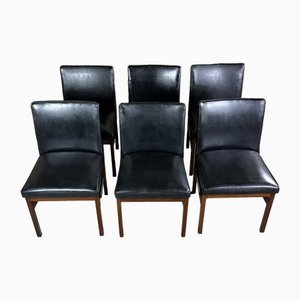 Skandinavische Stühle aus Teak & Schwarzem Skai, Vanson zugeschrieben, 1970er, 6er Set