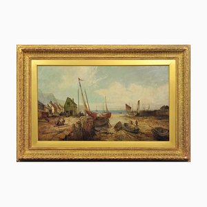 William Webb, Peel Harbour, Isola di Man, 1890, Dipinto ad olio, Incorniciato
