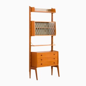 Mueble de pared Ergo independiente de teca de John Texmon, Norway, años 60