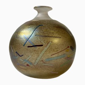 Vase Tornado Sphérique Bertil Vallien en Verre Artistique de Kosta Boda, 1980s