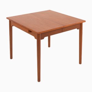 Mesa cuadrada de teca con extensiones ocultas de Hans J. Wegner para PP Mobler, Dinamarca, años 60