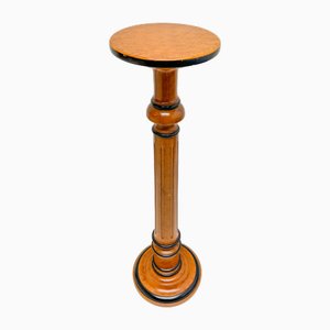 French Faux Burl Painted Wooden Pedestal Plant Stand, 1940s