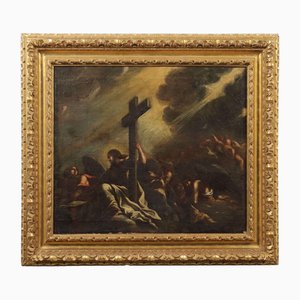Artista escolar del norte de Italia, Cristo Redentor y ángeles, década de 1600-1700, óleo sobre lienzo