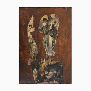 Simon Hantaï, Surrealistische Figur, Öl auf Papier