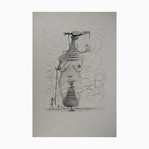 Salvador Dali, Surrealist Woman and Casanova on Crutch, Original Engraving