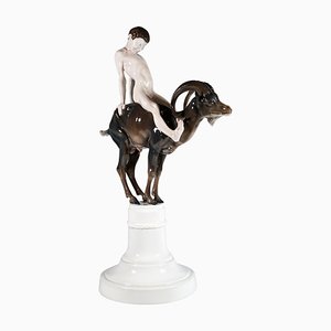 Large Porcelain Capriccio Boy on Ibex from Rosenthal Selb, Germany, 1930s