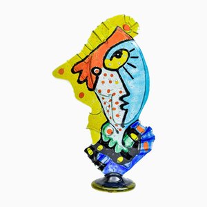 Glass Sculpture Great Thinker by Silvio Vigliaturo, 2000s