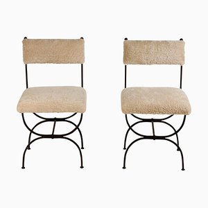 Set of Arcade Wrought Iron and Shearling Chairs by Atelier Cabanel