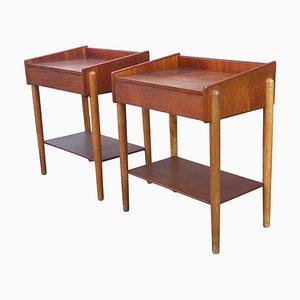 Mid-Century Danish Teak and Oak Nightstands attributed to Børge Mogensen, 1958, Set of 2