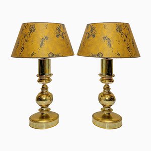 Lampade da tavolo vintage in ottone, Francia, anni '60, set di 2