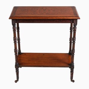 Mesa auxiliar Sandringham Workshop rectangular de nogal y madera con sello Coronet de la reina Alexandra, años 20