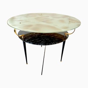 Mesa de centro de vidrio marmolado al estilo de Fontana Arte, Itaty, años 50