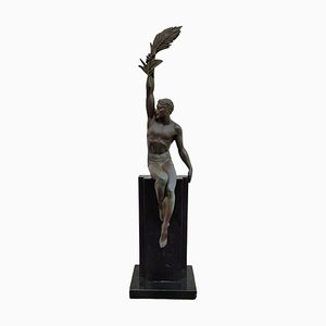 P Le Faguays / Max Le Verrier, Escultura de gloria Art Déco, siglo XX, Spelter