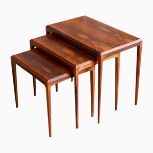 Modern Danish Rosewood Nesting Tables by Johannes Andersen for CFC, 1960s, Set of 3