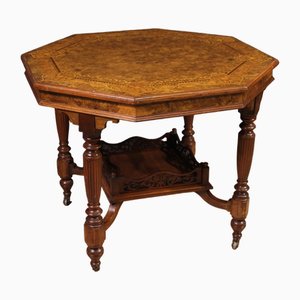 Achteckiger Tisch aus Holz mit Intarsien, 1920er