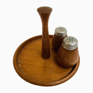 Swedish Salt and Pepper Set in Teak by K. Holmberg, 1960s, Set of 3
