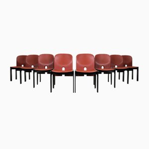 121 Chairs in Wood and Leather by Tobia & Afra Scarpa for Cassina, 1970s, Set of 8