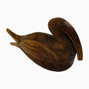 Hand-Carved Wooden Box in the Shape of a Hagedash Bird from the Ibis Family, 1960s